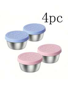 4 Packs Salad Dressing To Go Containers, 1.6 Oz Small Stainless Steel Sauce Cups With Leakproof Silicone Lids, For Lunch Boxes, Picnics And Travel - Multicolor - View 8