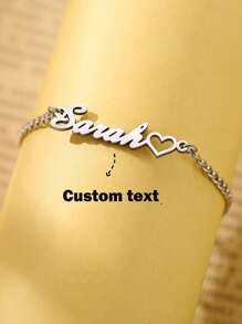 Customized Girl's Personalized Name Bracelet, Stainless Steel Nameplate Accessory Bracelet And Anklet, Fashion, Colorful, Retro, Simple, Customized Personalized, Unique, Ideal Gift