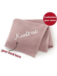 1pc Customizable Embroidered Name Casual Simple Lightweight Children Kid's Blanket, All Season
