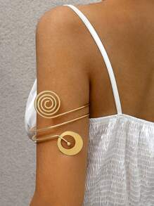 1 pieza Brazalete de metal con diseño de estrella de mar geométrico de moda para mujer, adecuado para playa, vacaciones, fiesta, regalo