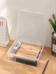 1pc Double Buckle Compartment Storage Box, Simple Plastic DIY Organizer Box For Hardware, Beads, Jewelry Parts - Clear - View 16