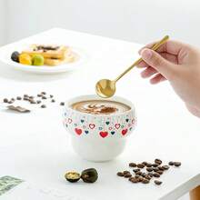 1pc Couple Heart Ceramic Coffee Mug, High Quality Hand-Painted Design Latte Cup, Suitable For Daily Use - Multicolor - View 13