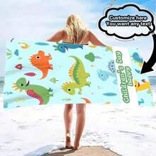 Personalized Beach Towel With Name Or Letter Combination - Super Absorbent & Microfiber Bathroom & Pool Towel, Suitable For Teens And Adults, Quick-Dry Soft Beach Towel With Cartoon Design, Ideal Gift For Boys And Girls Bathroom Decor Summer Travel Essentials Travel Accessories Beach Essentials
