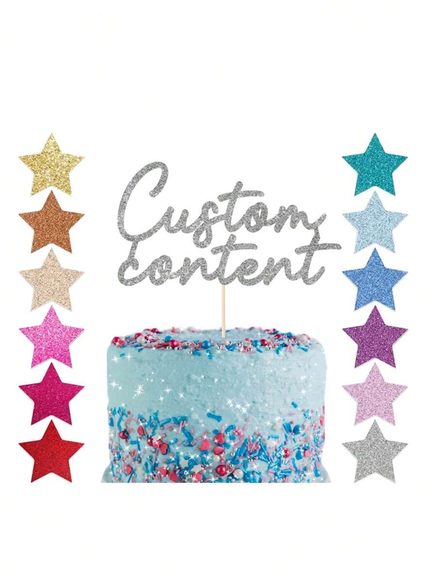 1pc Custom Glitter Cake Topper, Personalised Cake Topper, Any Words Cake Topper, Any Age & Name, Glitter Topper