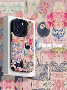 Funda para teléfono Apple 1 pieza Patrón de raqueta y lazo rosa vintage Rayas verticales Funda blanda anticaída de cuero sintético Compatible con funda para phone y 15/15 Plus/15 Pro/15 Pro Max 1 pieza - Multicolor - Ver 6