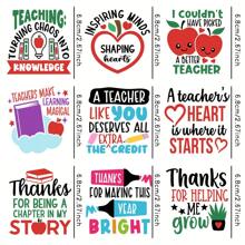 School Thank You Teacher Quotes Theme UV DTF Transfer Paper For DIY Coffee Mugs 9pcs - Bright, Waterproof, Self-Adhesive Transfer Paper With Teacher Text, Perfect For Teacher's Day Gifts