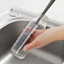 2 Stück Silikonflaschen-Reinigungsbürsten mit langen Griffen, multifunktionale flexible Flaschenbürste geeignet für Glas-/Plastikflaschen