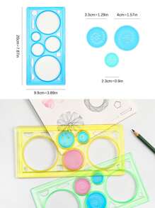 1/4/10 pezzi Squadretti geometrici Spirografo, strumento da disegno per cancelleria per studenti, verde/rosa/blu, forniture scolastiche, articoli per il ritorno a scuola