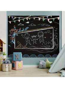1 Roll Of Children's Graffiti Blackboard Wall Stickers, Removable, Erasable And Tearable Office Teaching Green Board Wall Stickers Blackboard Wallpaper Whiteboard Stickers, Free Five Colors Of Chalk, Durable Dry Erase Waterproof Self-Adhesive Wallpaper Message Board, Suitable For Office, School, Home