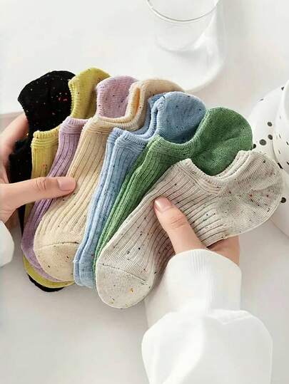 5双装女士短袜，黑色，价格实惠，Y2K风格，可爱，运动，趣味，波点图案，礼品