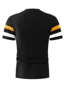 3 Pcs/Set Basic Summer Casual Sport Outdoor Short Sleeve T-Shirts, Color Block & Splice Design Tee - Multicolor - View 2