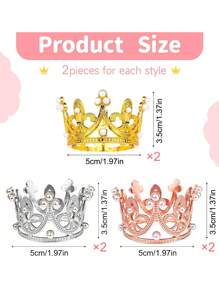 1/6pcs Mini Crown Cake Topper, Mini Crown For Flower Arrangements Bouquets, Small Tiara Crown Birthday Cupcake Topper For Birthday Wedding Party Favors,Christmas