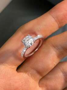 1 pieza Anillo de compromiso y boda elegante y brillante de diamante Moissanite de 1 quilate en plata de ley 925 para mujeres y niñas, joyería fina de regalo