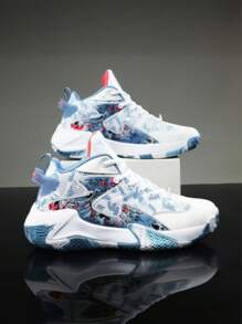 Zapatillas de baloncesto versátiles 2025 nuevas, zapatos deportivos cómodos y antideslizantes para hombres, con suela exterior con sonido de fricción, zapatos casuales para hombres con suela gruesa, zapatos elevadores para exteriores, domina la cancha de baloncesto, el patio de recreo, zapatos para correr (Patrón asimétrico)