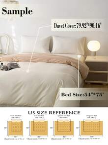 1pc Cream White And Light Beige Duvet Cover Set, Soft Skin-Friendly Dorm Bedroom Bed,Washable Without Filling - Creamy White - View 3