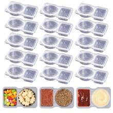 Wiederverwendbare Lebensmittelbehälter mit doppeltem Fach und Deckel - auslaufsicher für Dips/Snacks/Soßen, tragbare To-Go-Boxen für Camping, Reisen, Picknick und Mittagessen