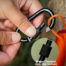 D-Shaped Spring Carabiner With Screw Gate, Black Aluminum Alloy Clip, Suitable For Outdoor Activities: Camping, Hiking, Fishing, Also Can Use As Keychain Hanger. Thickened Locking Hanging Hook, D-Shape Mountaineering Carabiner, Quick Hanging Nut Carabiner, Aluminum Alloy Backpack Hook
