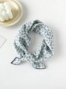 1pc Women Small Scarf/Handkerchief/Head Scarf, European & American Style Versatile Cashew Flower Print Linen Scarf/Neckerchief/Bandana, Summer Beach For Dress - Multicolor - View 30