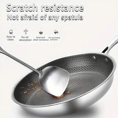 3pcs Sartens de Acero Inoxidable de Panal para Cocina,de gas,inducción,llama abierta 26/28/30cm