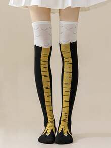 1 Pair Kids Chicken Claw Cartoon Knee-High Socks, Stretchy Breathable Toddler Casual Socks For Daily Wear, Vacation, Birthday Party, Suitable For All Seasons - Multicolor - View 5