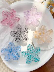 6 件彩色扎染哑光发圈，甜美可爱发爪夹，适合海滩和假日发夹发夹发夹发夹，休闲秋冬发夹发饰，适合女士度假装 - 彩色 - 查看 4