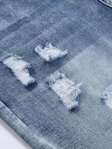 Teen Boys' Fashionable Comfortable Casual Denim Capri Pants - Blue - View 4