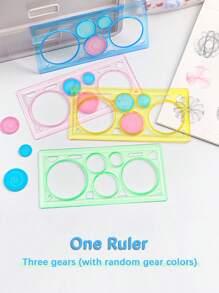 1/4/10 pezzi Squadretti geometrici Spirografo, strumento da disegno per cancelleria per studenti, verde/rosa/blu, forniture scolastiche, articoli per il ritorno a scuola