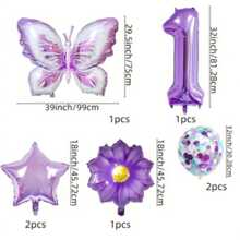 7pcs/Set Purple Butterfly 32-Inch Number Balloons For Birthday Party Decoration