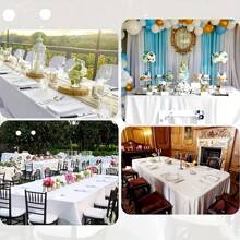 6 Pieces Elegant Disposable Black Tablecloth, Machine Woven, Perfect For Weddings, Bridal Showers, Birthdays, And General Gatherings. Easy To Clean Indoor Plastic Cover