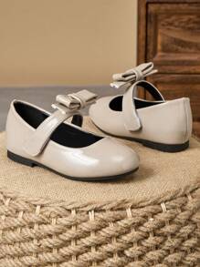 1 Par de Zapatos de recubierto para Niñas, Zapatos de Princesa para Escuela y Eventos con Puntera Redonda, Lazo a Cuadros, Suela Suave, Zapatos Planos Ceremoniales, Zapatos de Uniforme Lindos y de Moda