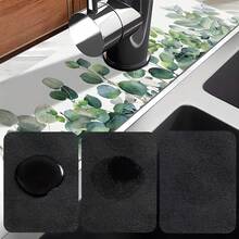 1 件叶子水龙头垫，适用于厨房和浴室水槽的聚酯纤维防潮防滑排水垫，水龙头吸盘垫，适用于浴室台面的干燥垫，厨房和浴室台面配件 - 彩色 - 查看 6