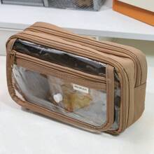 Estuche de lápices transparente con tapa abatible y cierre a presión, de gran capacidad con 8 capas, ideal para útiles escolares, maquillaje y herramientas pequeñas, estuche de lápices, bolso escolar