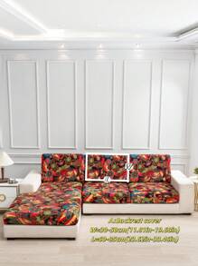 1 pezzo di Fodera per cuscino da divano in tessuto di seta di latte, antiscivolo ed elastica, decorativa con stampa a foglie, effetto lucido e motivi geometrici, adatta per animali domestici, per uso in tutte le stagioni, primavera/estate/autunno/inverno