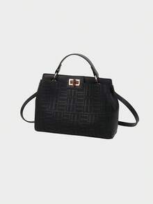 Dedoo Tas jinjing bolak-balik bergaya retro Eropa yang modis untuk wanita, dicetak khusus dengan bahan tahan gores, cocok sebagai hadiah liburan atau untuk ibu-ibu paruh baya, desain kapasitas besar memenuhi kebutuhan perjalanan dan belanja sehari-hari, dapat digunakan sebagai tas bahu, tas selempang, atau tas tangan, tas komuter yang praktis. - Hitam - View 9