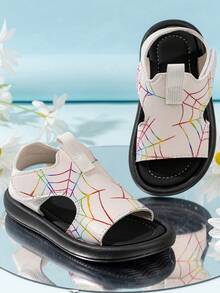 Baby Sandals For Boys & Girls, Fashion Versatile Non-Slip Rubber Soft Bottom Hook And Loop Prewalker Sandals, Infant Solid Non-Slip Wear-Resistant Soft Bottom Beach Sandals - White - View 6