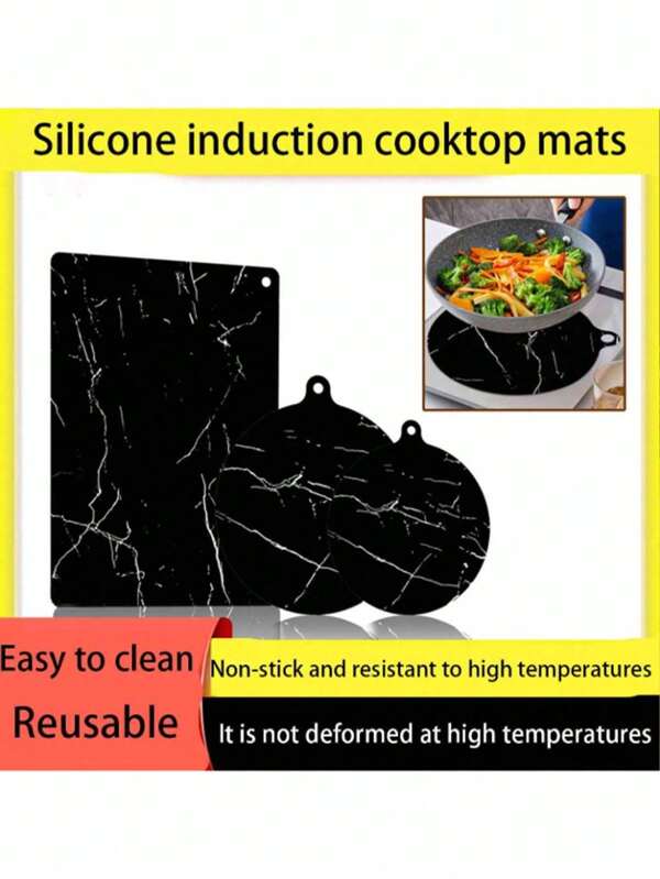 Beschermpad voor inductiekookplaten is bestand tegen hoge temperaturen, vlamvertragend, marmer, oliebestendig, supergroot siliconen vierkant, multifunctioneel, antislip