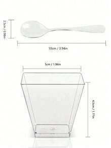 20/50pcs Transparent Plastic Dessert Cups And 20/50pcs Square Jelly Cups With Spoons, Reusable, Ideal For Mousses, Puddings, Mini Ice Creams And Cakes (Please Check Size Carefully),