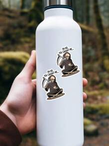 1/3pcs "Oh No You Caught Me" Humorous Stickers, Cartoon Funny Skeleton Drink Coffee Lover Die-Cut, Suitable For Laptop, Water Bottle, Journal, Skins, Guitars, Helmets, Office Supplies, School, Skateboards, Luggage, Water Bottle, And Other Funny Decal