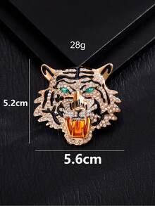 1 件时尚金属和水钻装饰虎形胸针，适合男士休闲西装（无盒），用于衣服包饰背包，适合学校 Kpop 教师用品包饰，可爱办公室配饰衬衫夹克珠宝圣诞节万圣节秋冬配饰，适合青少年、青年、男士、休闲、户外、运动、度假、毕业礼物、生日、日常穿着衣服别针有趣的教师礼物