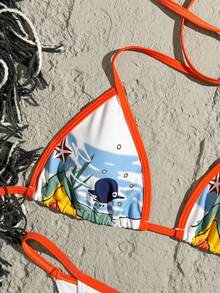 New Beach Pool Party Goldfish Ocean Customized Printed Drawback Bikini Split Swimsuit For Women - Multicolor - View 4