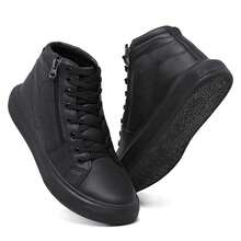 Men's Casual Ankle Boots Shoes Modern Combat Boots With Elastic Laces And Zipper For Easy Fitting Simple Basic Casual College Party Zipper Wedding Party Office Home - 黑色 - 查看 1