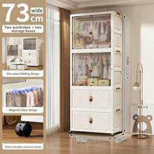 5/4/3/2/1 Layer Folding Wardrobe Closet, No Installation Required, Plastic Storage Cabinet For Baby Clothes, Household Use For Living Room And Bedroom