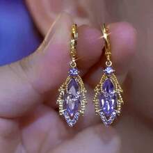 2pcs Elegant Rhinestone Shiny Leaf Design Drop Earrings With Luxurious Vibe, Slim-Face Enhancing Jewelry Accessory