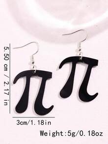 1 par de aretes de diseño del símbolo matemático 'Pi' en color negro, regalo de joyería de moda para maestros de matemáticas - Multicolor - Ver 5