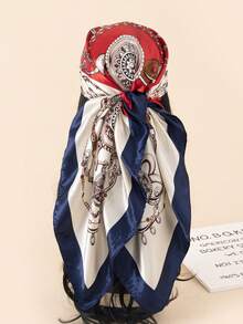 1pc 90cm Floral Print Silk Square Scarf Women, Bandana Scarf, Fashion Accessory For Hair, Beach, Daily Wear, Adds Accent To Your Look, Spring/Summer - Multicolor - View 48