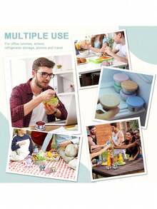 4 包外带沙拉酱容器，1.6 盎司小号不锈钢酱汁杯，带防漏硅胶盖，适用于午餐盒、野餐和旅行 - 彩色 - 查看 10