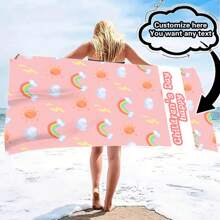 Personalized Beach Towel With Name Or Letter Combination - Super Absorbent & Microfiber Bathroom & Pool Towel, Suitable For Teens And Adults, Quick-Dry Soft Beach Towel With Cartoon Design, Ideal Gift For Boys And Girls Bathroom Decor Summer Travel Essentials Travel Accessories Beach Essentials