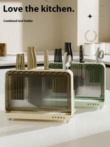 Knife Holder Organizer. All-In-One Kitchen Countertop Chopstick Knife Holder And Cutting Board. Storage Rack. Multi-Functional Draining Knife Rack