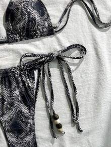 2pcs Sexy Halter Swimsuit Set, Suitable For Beach All Seasons - Multicolor - View 5