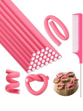 10/20/30/40/50pcs Flexible Foam Hair Curling Rods With A Rat Tail Comb, Styling Tools For Daily, Travel And Sleeping, Perm Stick, Free Of Heat And Hair Damage, Slouchy Sleep Hair Roller, Universal Stick Heat Barrier Rod, Cold Perm Stick, Hair Styling Tool, A Birthday Present, Holiday Gifts, Mother's Day Gift, Hair Curler, Rollers Hair Curl, Christmas, Hair Curler, Rollers For Hair, Curly Hair Tools, Heatless Curlers, Curly Hair Brush, Hairdressing Equipment,Heatless Waves,Travel Essentials,Travel Essential,Hairstyle,Hairdressing,Curly Hair,Hair Rollers,Hair Curler,Heatless Curl,Heatless Curls,Hair Curlers,Rollers,Hair Curl,Rollers For Hair,Curly Hair Tools,Hair Rollers,Hair Roller,Curls Diffuser,Hair,Travel,Hair Products,Hair Tools,Hair Stuff,Barber,Barber Accessories,Barbershop,Hairdressing Equipment
